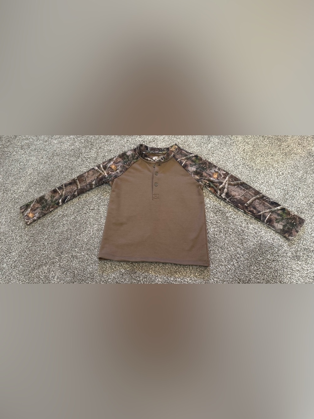 Bass Pro Shops Brown Camouflage Toddler Boys 3T long sleeve T-shirt Henley